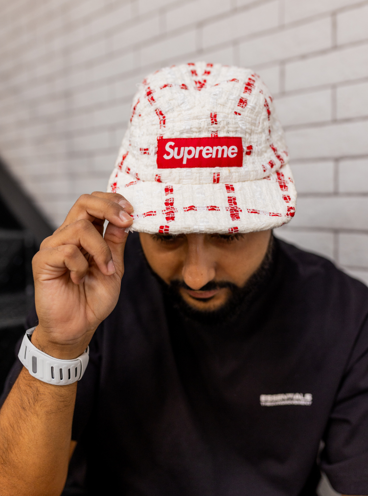 Supreme Red & White Checked Cap